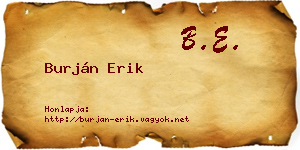 Burján Erik névjegykártya